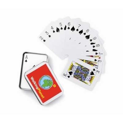 Juego de cartas caja metal publicitario